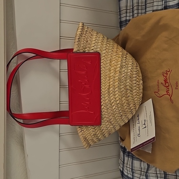 Christian Louboutin Loubishore Woven Leather Embossed Tote - Picture 1 of 17